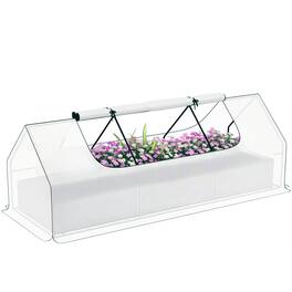 Outsunny - 8.6 x 3 x 1ft Raised Garden Bed with Mini Greenhouse, Galvanized Raised Garden Bed with Cover for Herbs and Vegetables - White