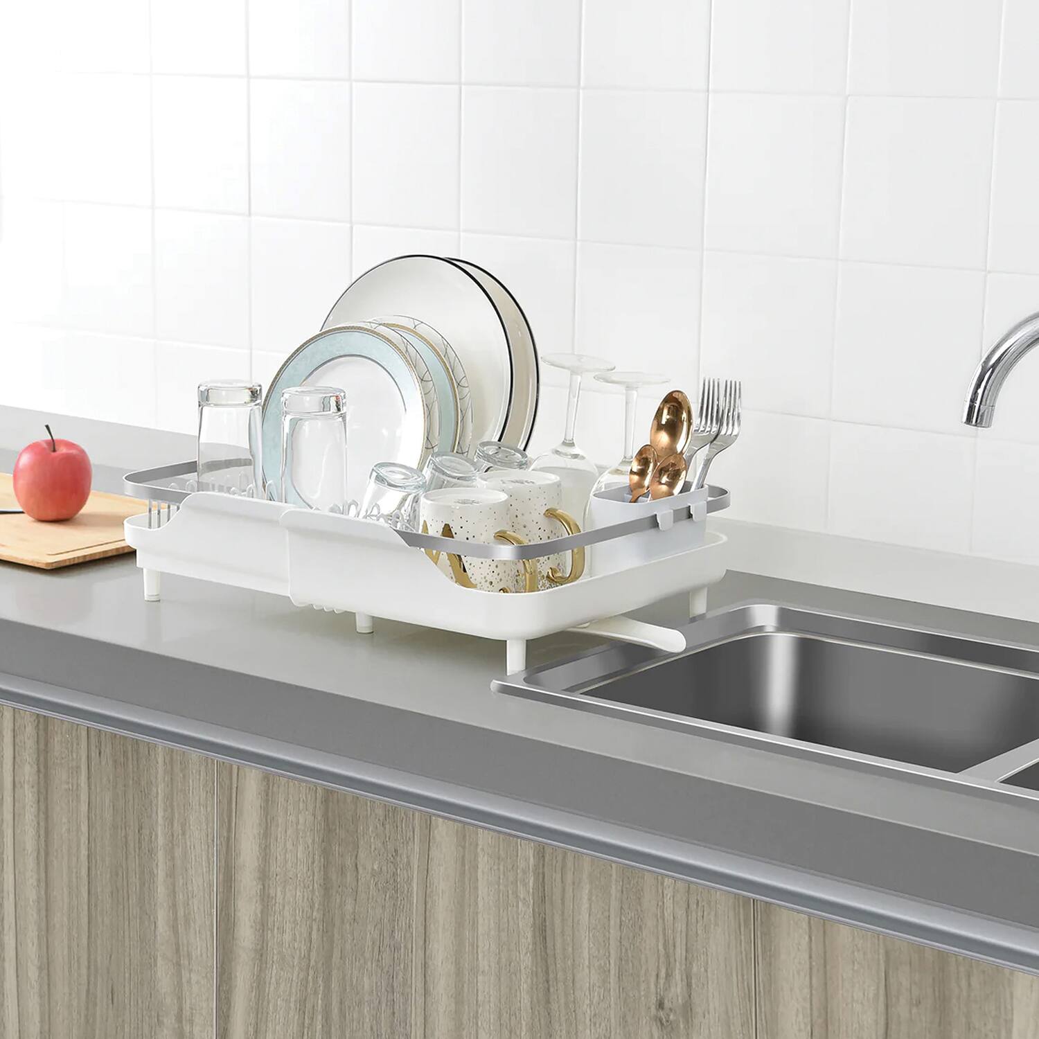 Left. Better Houseware - Better Houseware 3429 Large Expanding Dish Rack - white.