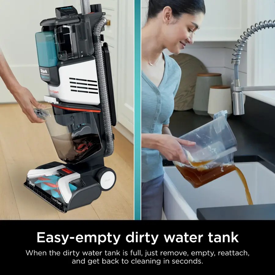 Easy-empty dirty water tank When the dirty water tank is full, just remove, empty, reattach, and get back to cleaning in seconds.