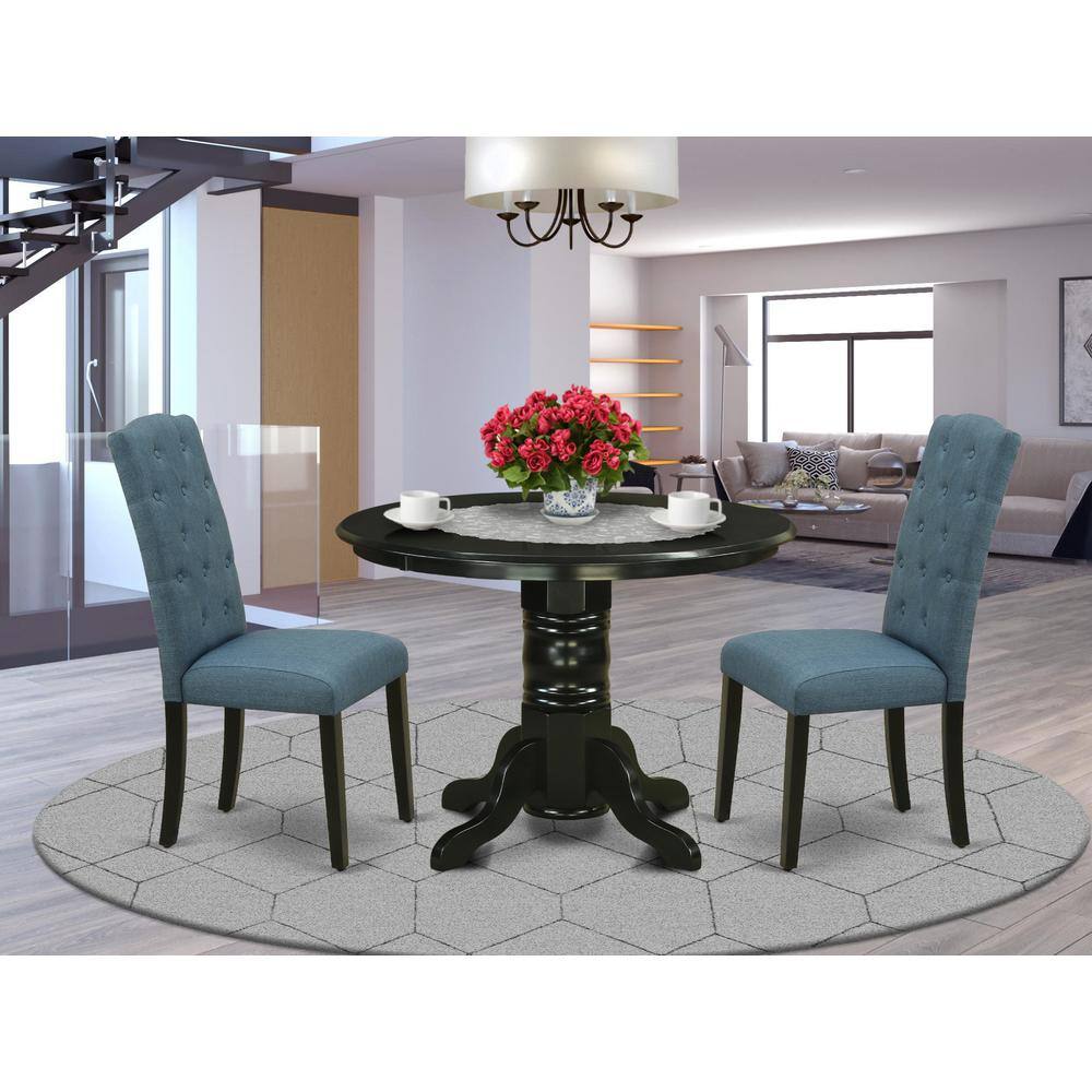Left. East West Furniture - Dining Room Set Black - Brown.