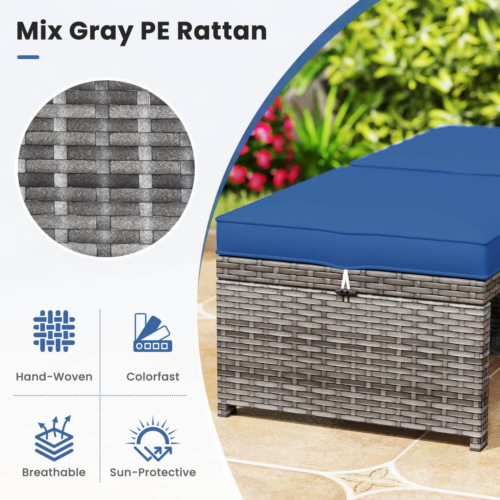 Mix Gray PE Rattan - Hand-Woven, Colorfast, Breathable, Sun-Protective