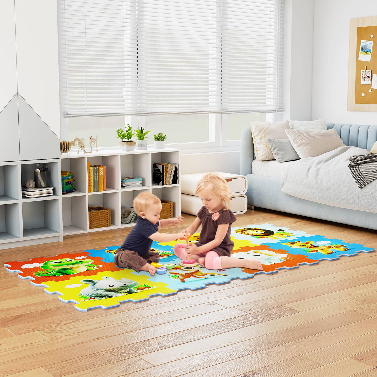 Alt View 1. Costway - Costway Kids Foam Puzzle Play Mat 8-Piece Interlocking Baby Floor Puzzle Tiles - Multicolor.