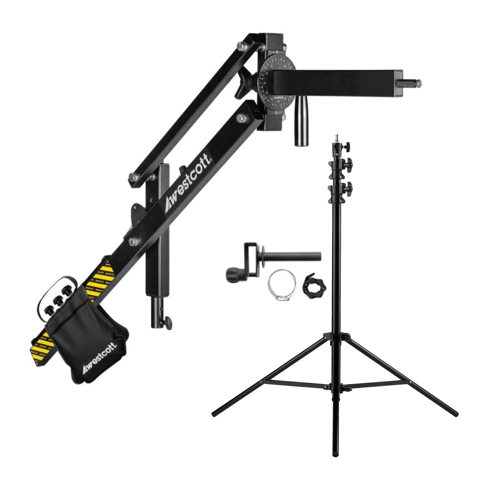 Westcott - Easy Boom Arm for Consistent Light Positioning with Light Stand Bundle