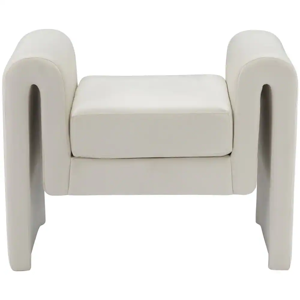 Alt View 2. Meridian Furniture - Sloan Cream Velvet Bench - Beige.