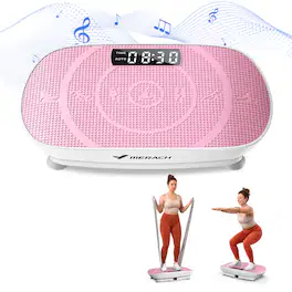 MERACH - Vibration Plate Whole Body Workout Power Exercise Machine Bluetooth, Silicone Pedal Fitness Home Plate Vibration - Pink