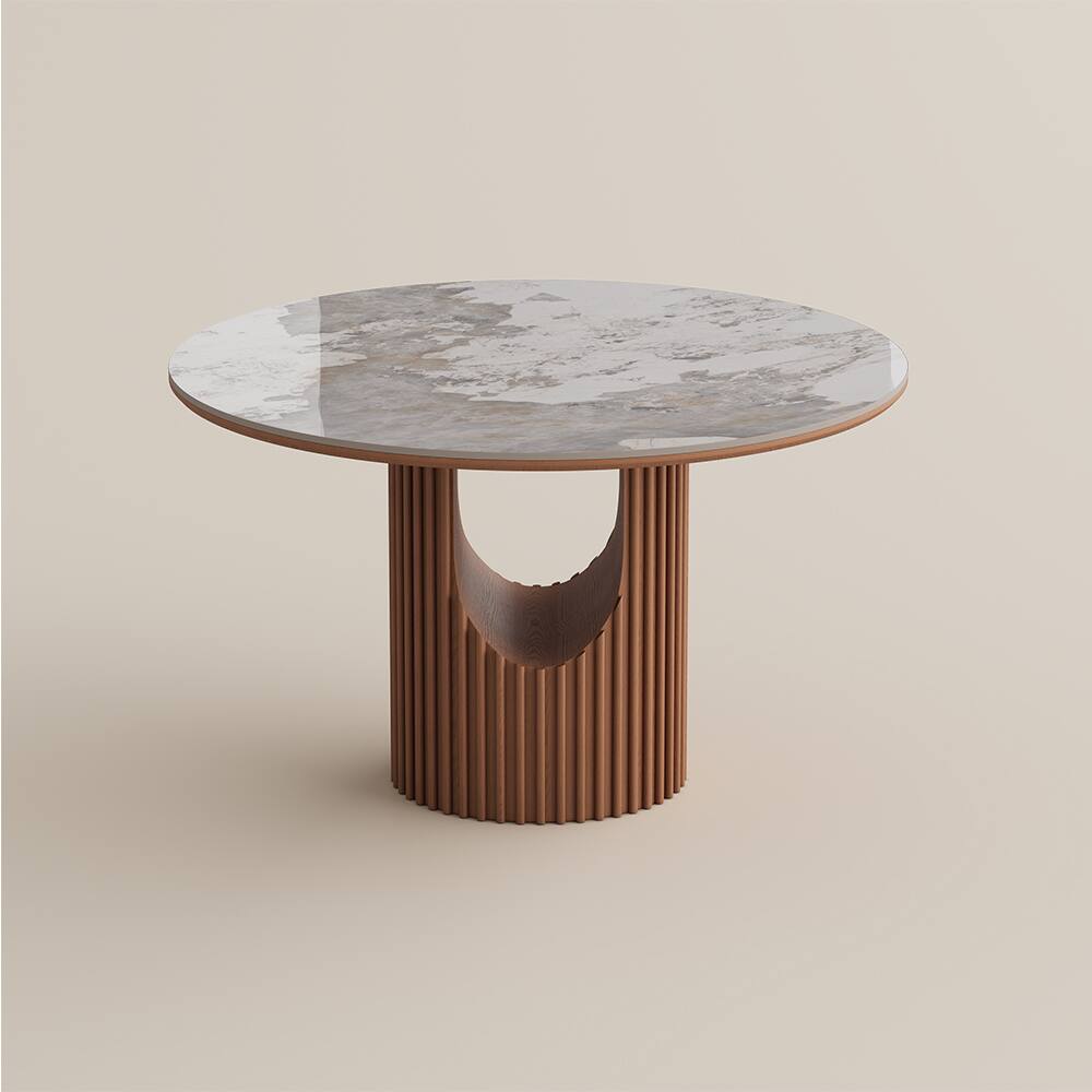 Alt View 9. POVISON - Modern 47" Round Dining Table for 4 Pandora Sintered Stone for Small Spaces, Breakfast Nooks & Apartments - Pandora.