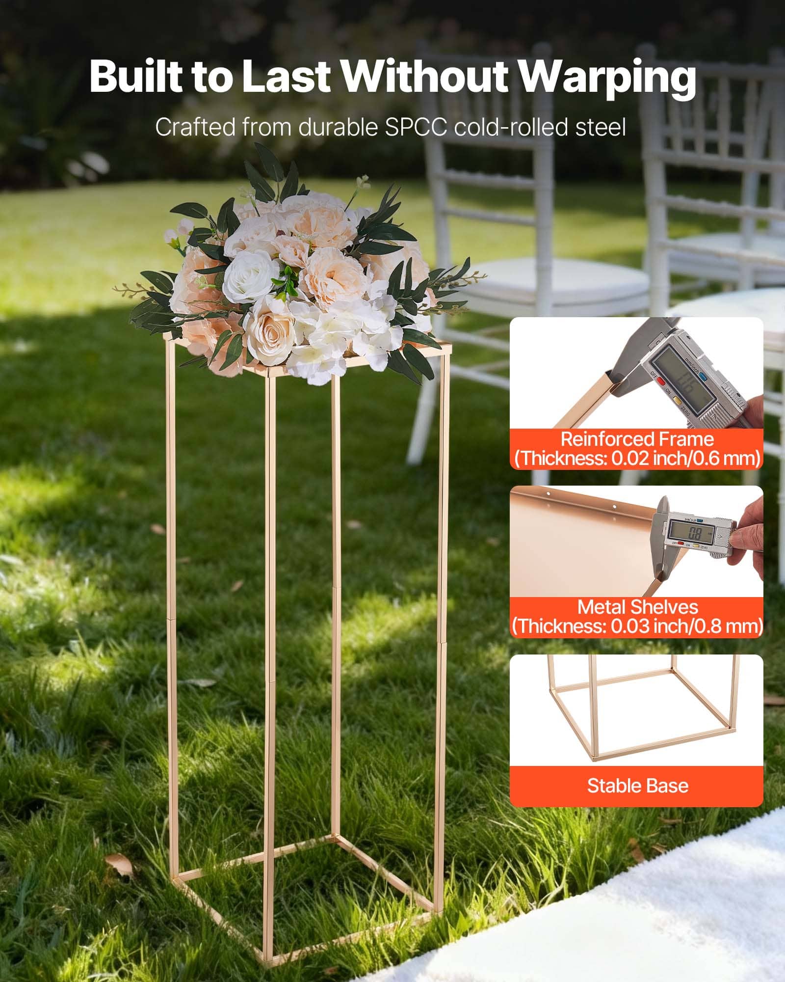 VEVOR - Wedding Flower Stand, 10PCS 31.5-inch Column Flower Stand, Floral Stands with Metal Laminate, Rectangular Floral - Thumbnail 4