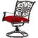 Angle. Hanover - Traditions 7-Piece Dining Set with a 60 In. Round Cast-top Table and Six Swivel Rockers - Alumicast/Red.