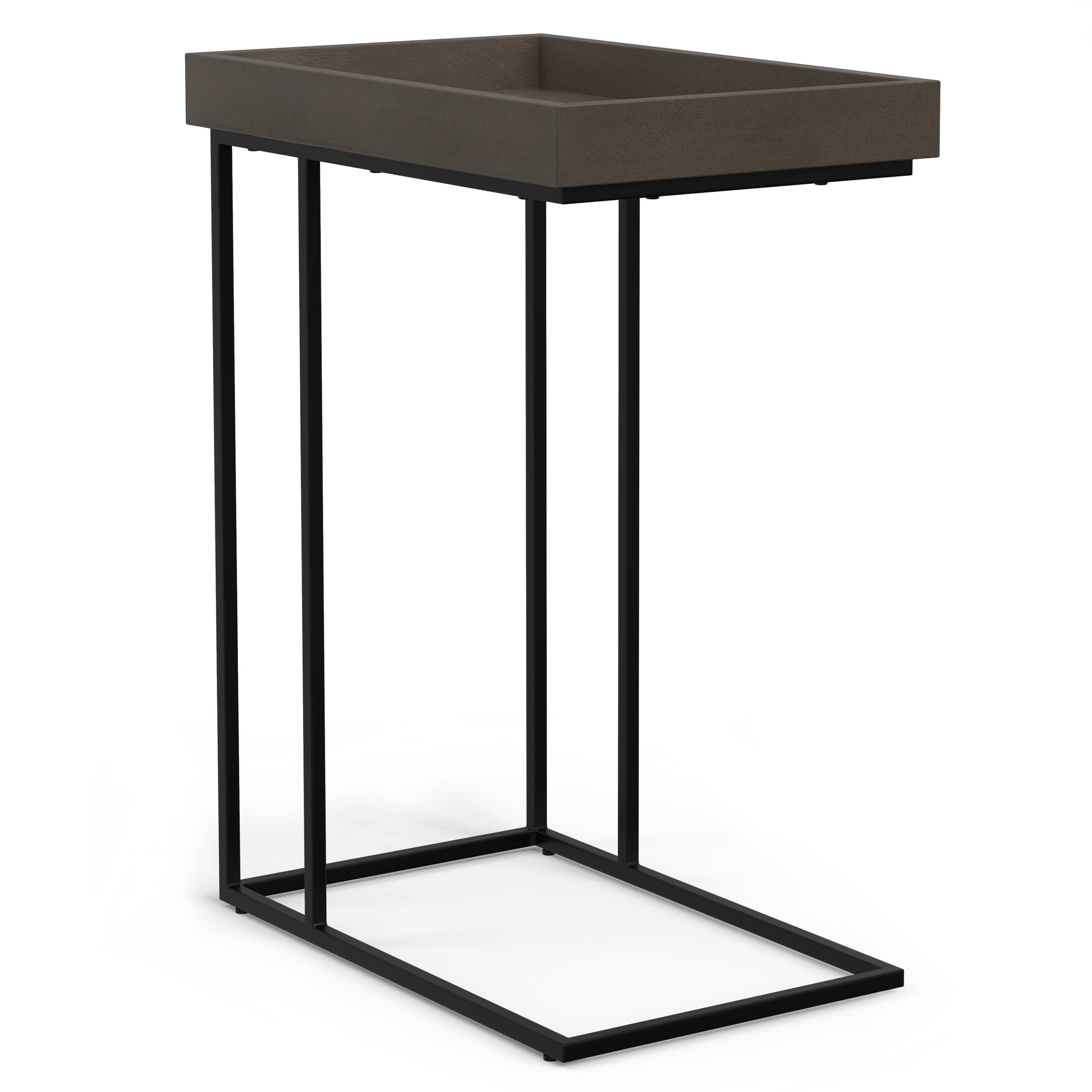 Front. Simpli Home - Gallagher SOLID MANGO WOOD and Metal 12 inch Wide Rectangle Industrial C Side Table in Walnut Brown, Fully Assembled - Walnut Brown.