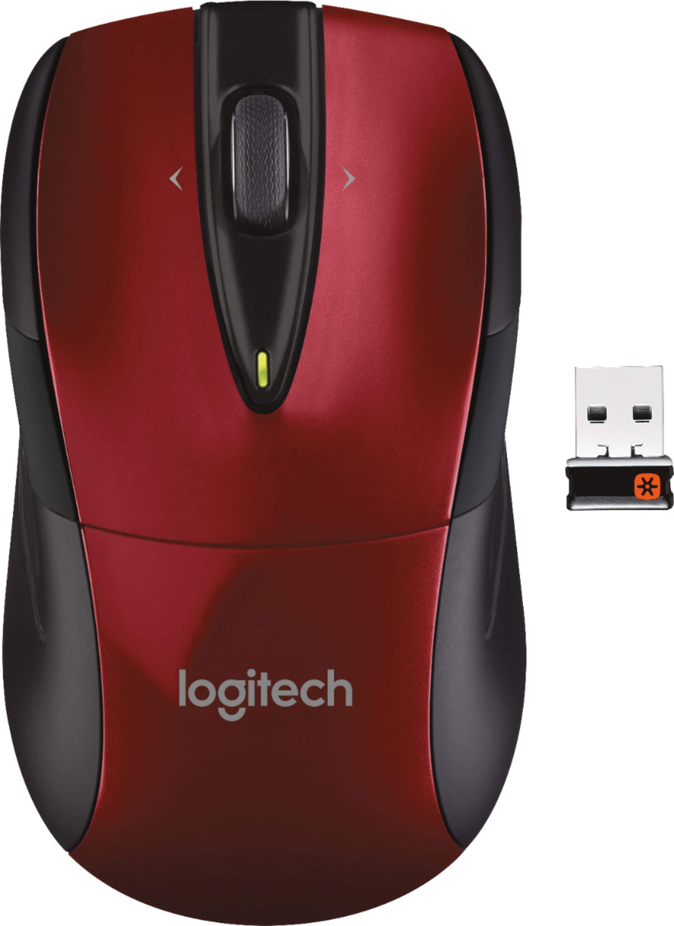 Front. Logitech - M525 Wireless Mouse - Red.