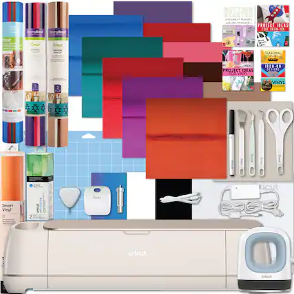 Cricut StrongBond Everyday Iron-On
Cricut Smart Vinyl
Cricut Ink
Cricut Tools (Brush, Scissors, etc.)
Cricut Machine
Cricut Projects:
- Getting Started with Cricut Maker 5 and Cricut Maker 4
- Project Ideas for Iron-On
- Seasonal Designs for Iron-On
- Project Ideas for Vinyl
- Vinyl Designs