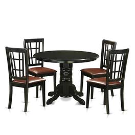 East West Furniture - 5 Pcsmall Kitchen Table set for 4-Dining Table and 4 Dining Chairs - Black