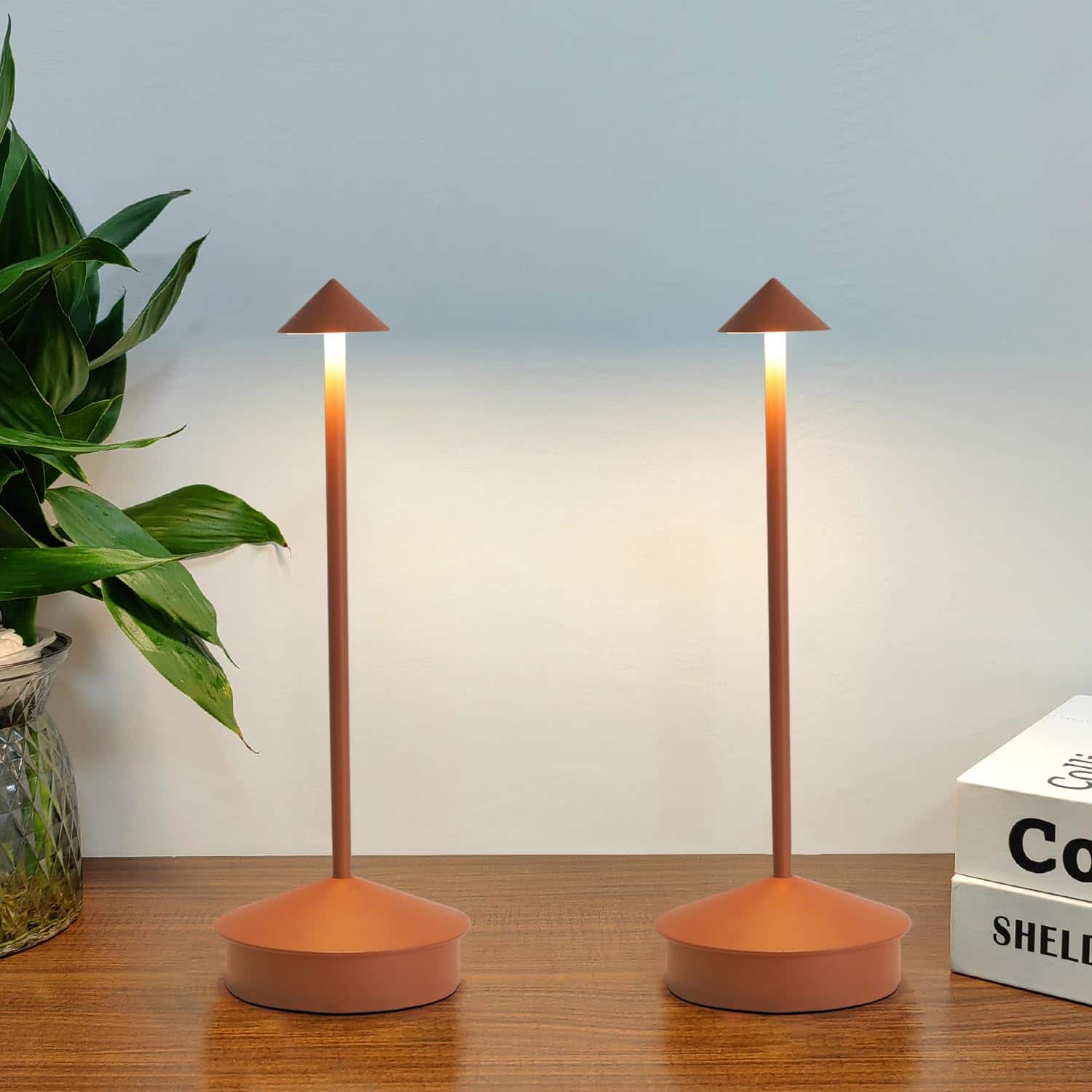 Dazzling Pops - Cordless Table Lamp Desk lamps 6000mAh Rechargeable Table Lamps Portable LED Touch Lamp Outdoor Battery - Brown