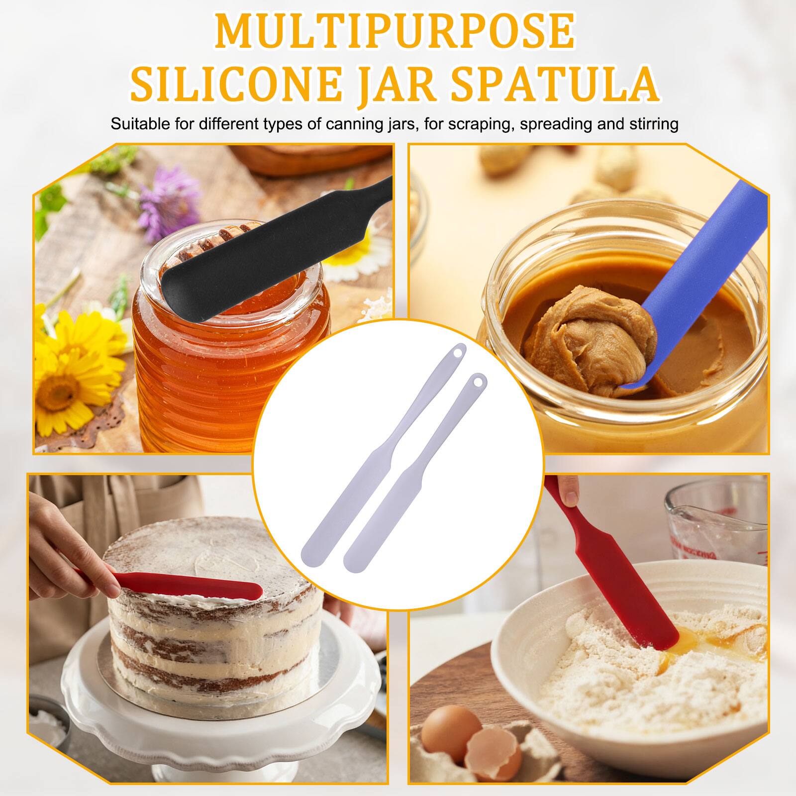 MULTIPURPOSE SILICONE JAR SPATULA  
Suitable for different types of canning jars, for scraping, spreading and stirring