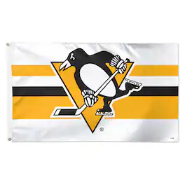 WinCraft - Pittsburgh Penguins 3' x 5' Horizontal Stripe Deluxe Single-Sided Flag - White