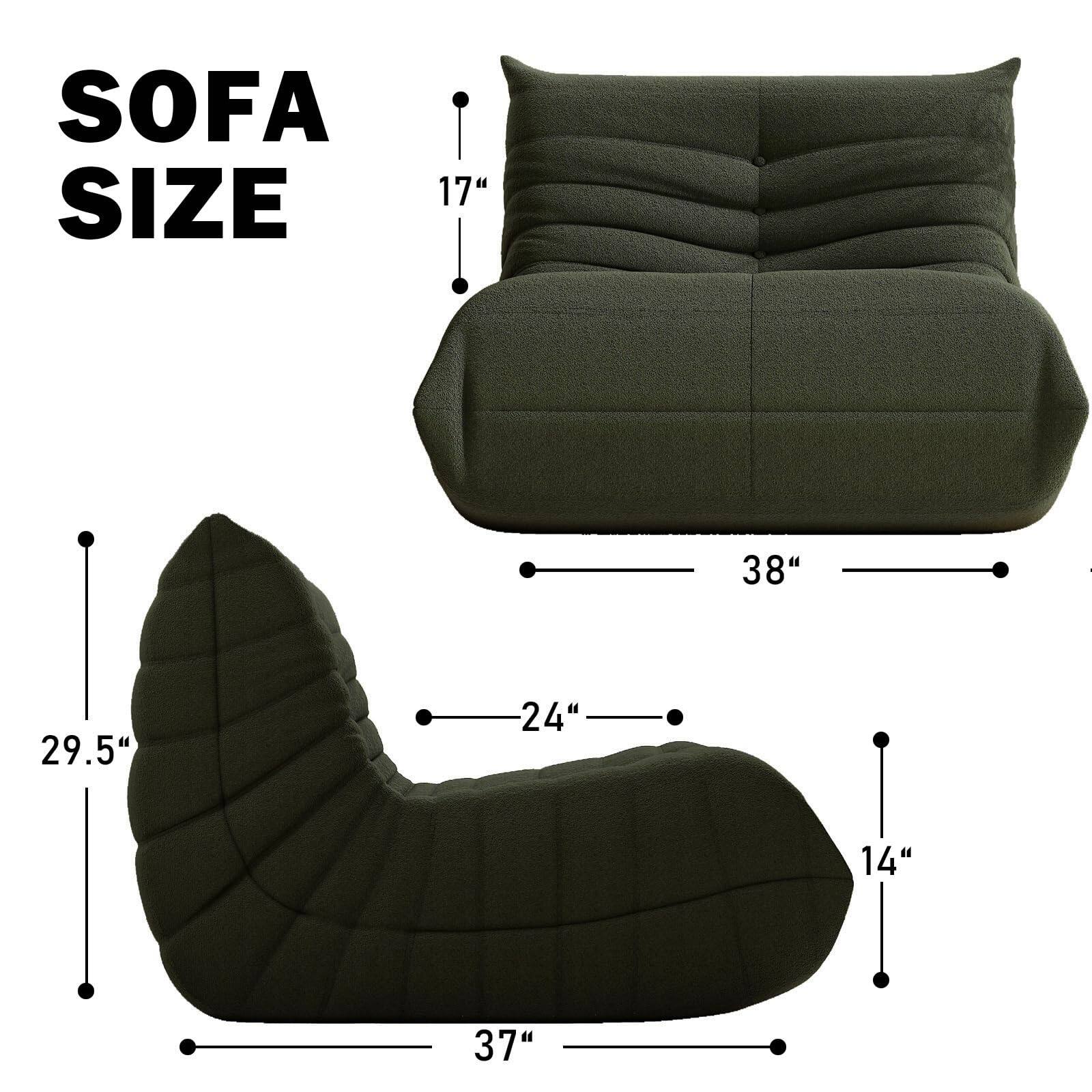SOFA SIZE  
17" x 38" x 29.5" x 24" x 14" x 37"