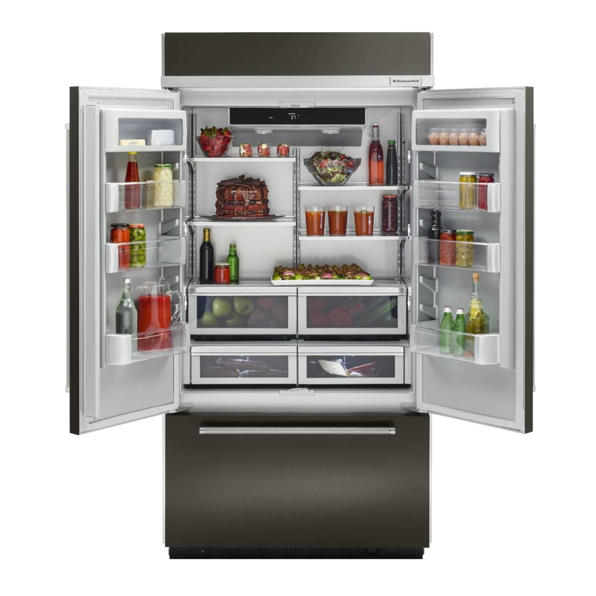 Alt View 9. KitchenAid - KitchenAid - 24.2 Cu. Ft. 42" Width Built-In Stainless French Door Refrigerator with Platinum Interior Design - Black Stainless Steel with PrintShield Finish.
