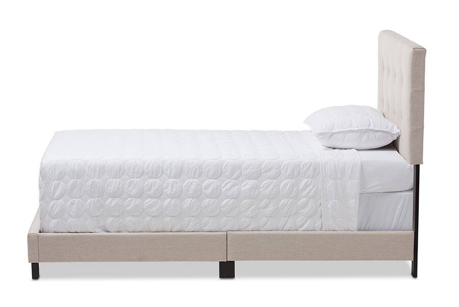 Angle. Baxton Studio - Brookfield Modern and Contemporary Fabric Bed - Beige.