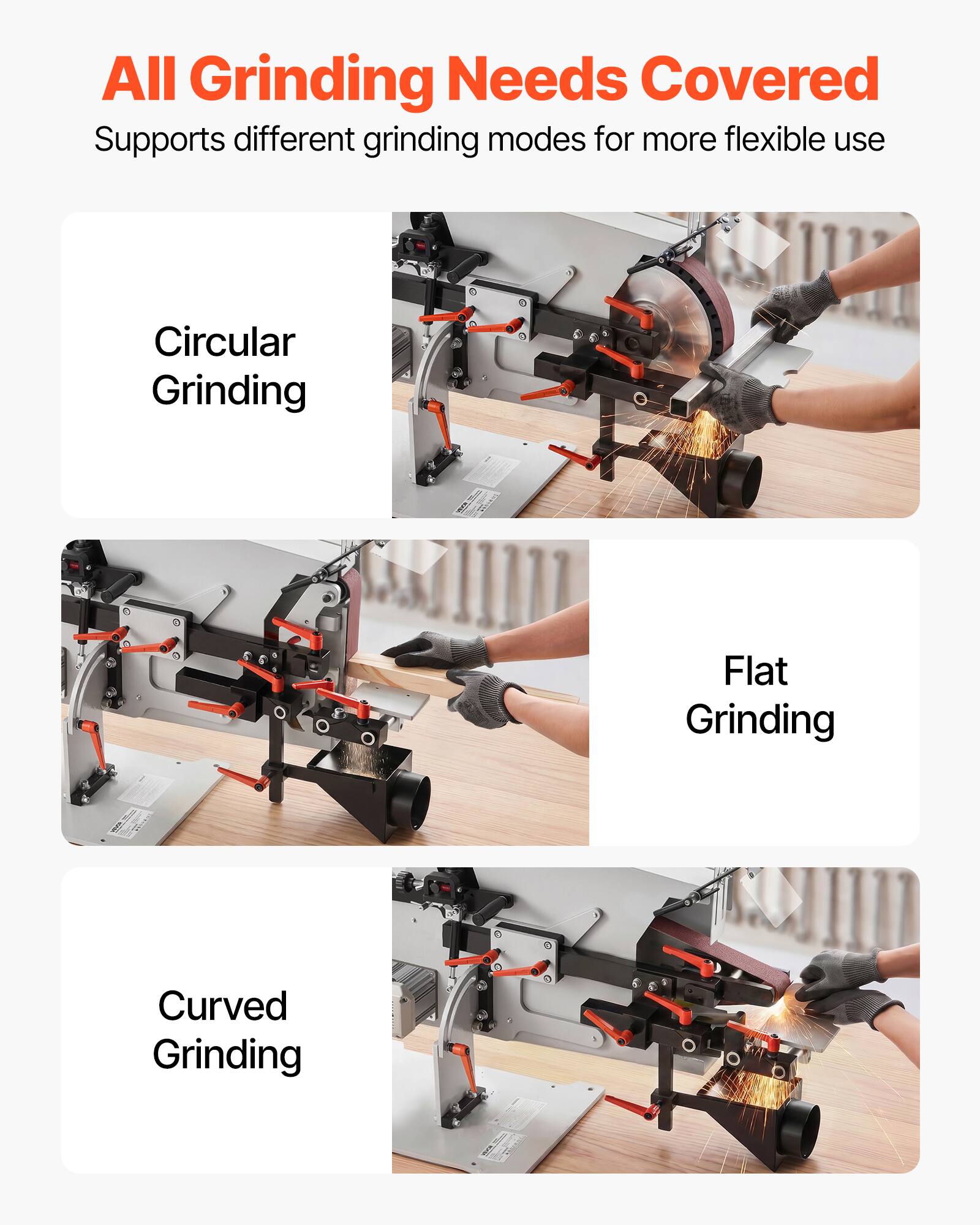 All Grinding Needs Covered  
Supports different grinding modes for more flexible use

- Circular Grinding
- Flat Grinding
- Curved Grinding