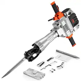 VEVOR - Demolition Jack Hammer, 2100W Electric Jackhammer Heavy Duty, 1650 BPM Industrial-Grade Jack Hammer Concrete Breaker - Orange;Silver;Black