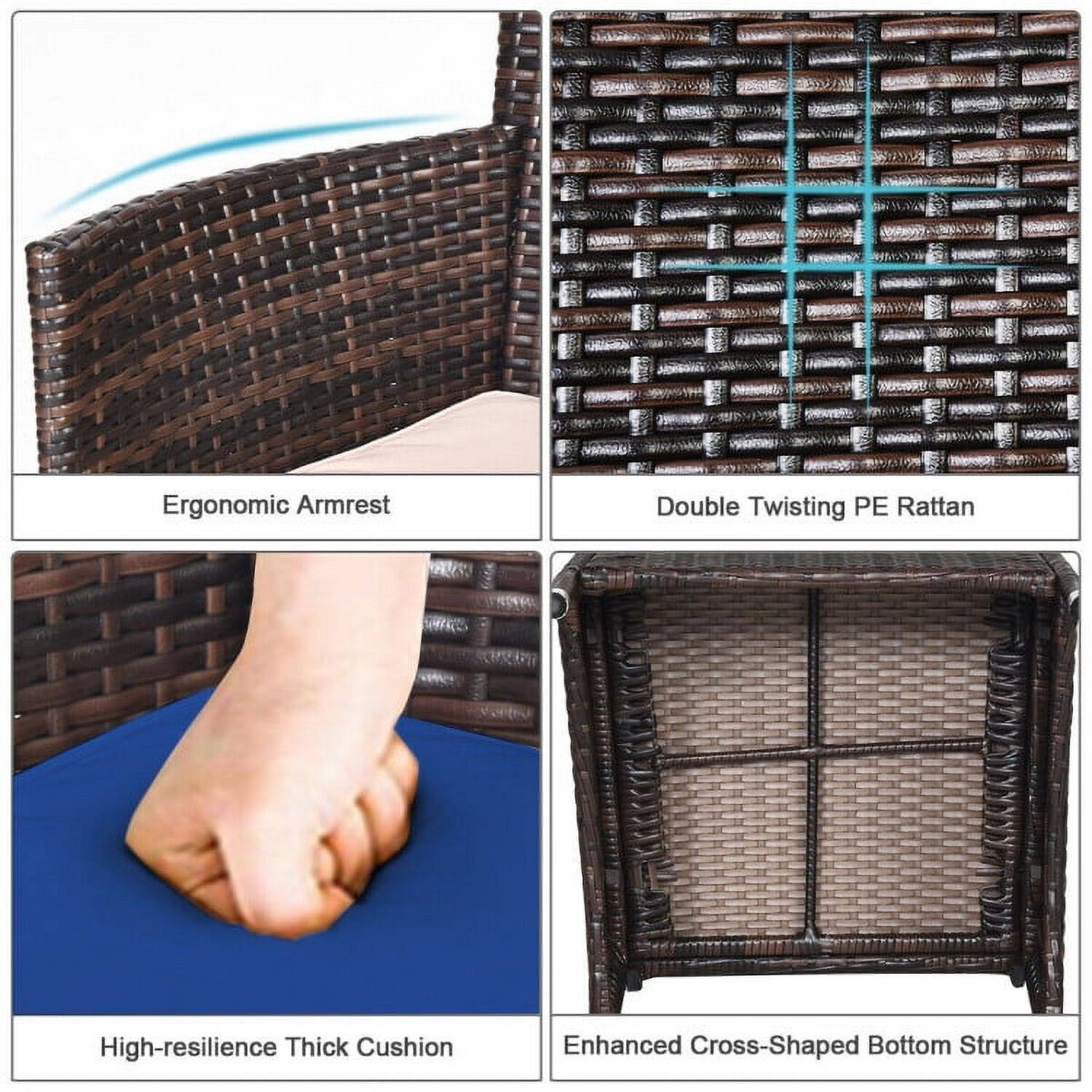 Ergonomic Armrest  
Double Twisting PE Rattan  
High-resilience Thick Cushion  
Enhanced Cross-Shaped Bottom Structure