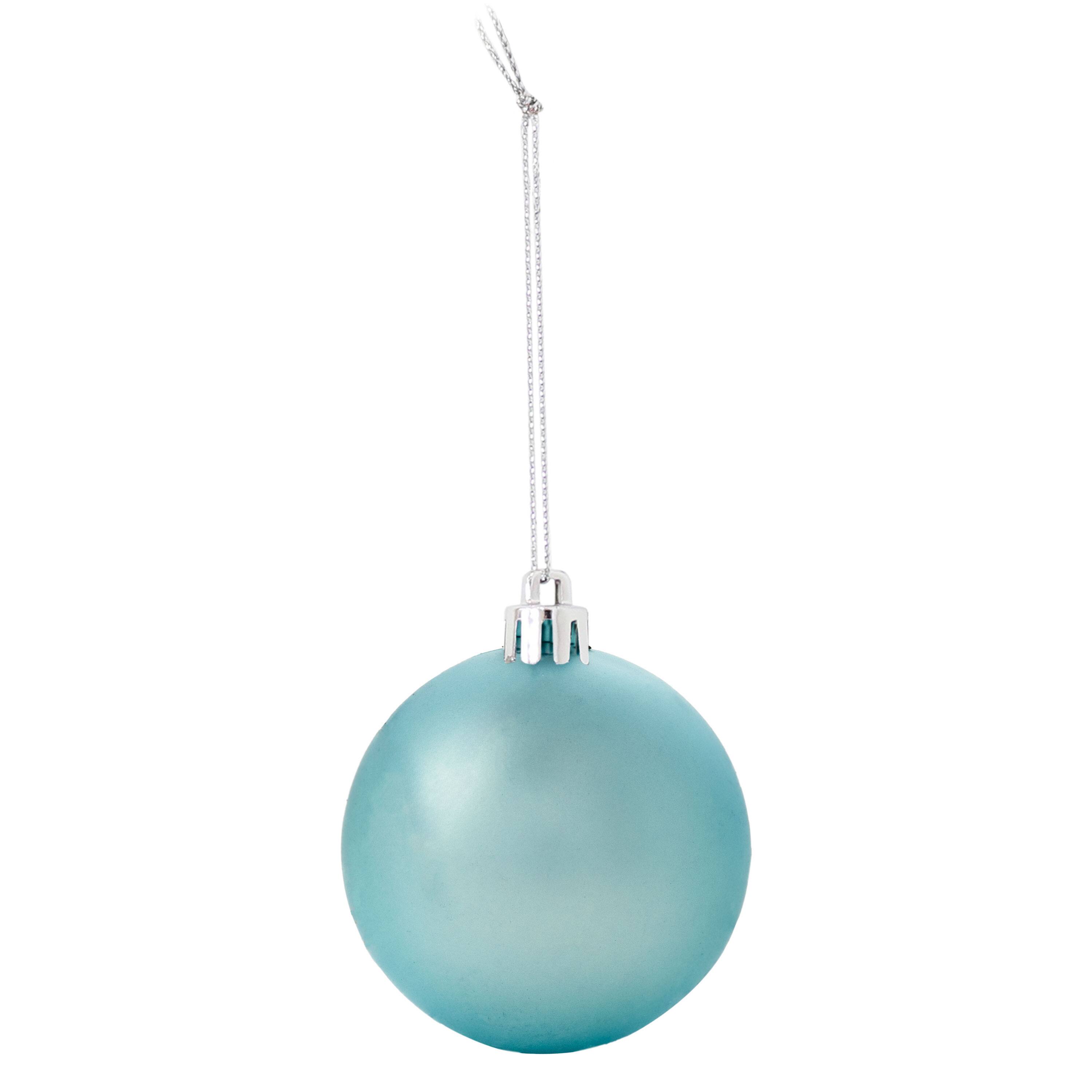 Alt View 5. Sunnydaze - Merry Medley 24-Piece Christmas Ornament Balls - 60mm - Turquoise/Blue.