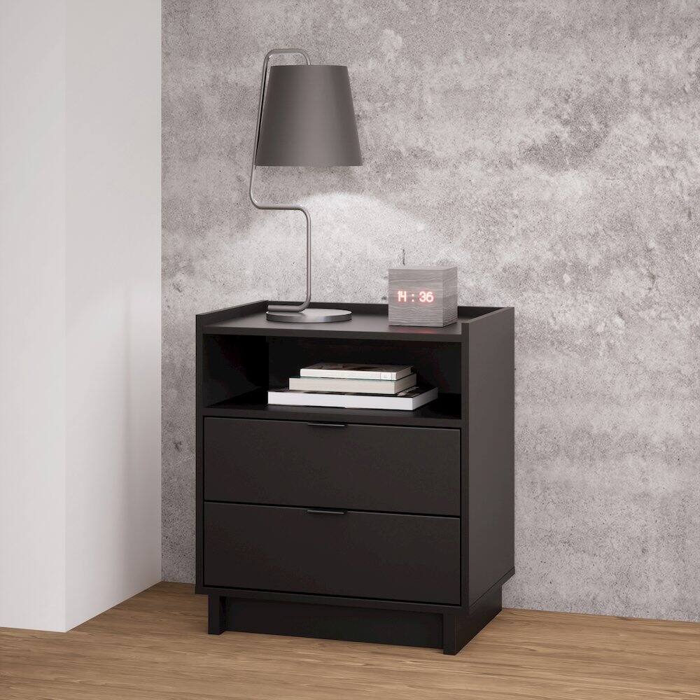 Alt View 1. Prepac - Simply Modern Black 2 Drawer 23.75" W Nightstand - Black.