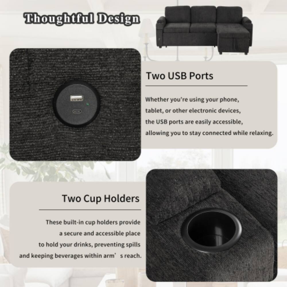 Thoughtful Design

Two USB Ports  
Whether you're using your phone, tablet, or other electronic devices, the USB ports are easily accessible, allowing you to stay connected while relaxing.

Two Cup Holders  
These built-in cup holders provide a secure and accessible place to hold your drinks, preventing spills and keeping beverages within arm's reach.