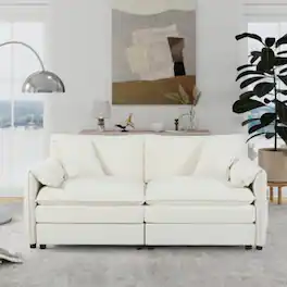 LUCKY ONE - Oversized Chenille Loveseat Sofa Deep Seat 2-Seater Cloud Couch Modular DIY - Beige