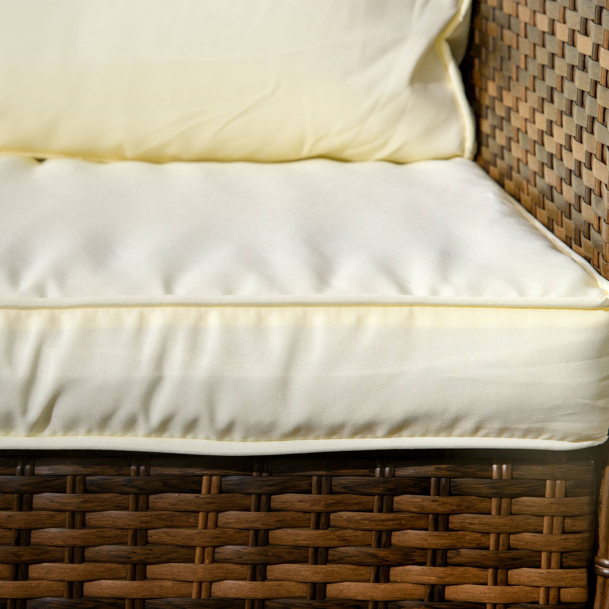 Alt View 7. Outsunny - 4 Piece PE Rattan Outdoor Patio Furniture Set, Wicker Conversation Set with 2 Swivel Rocking Chairs - Cream White.