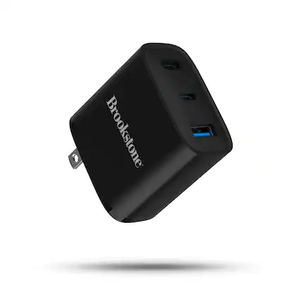 Front. Brookstone - Brookstone 40W Power Delivery 3-Port Ultra Fast Charging Wall Charger (Black) - Black.
