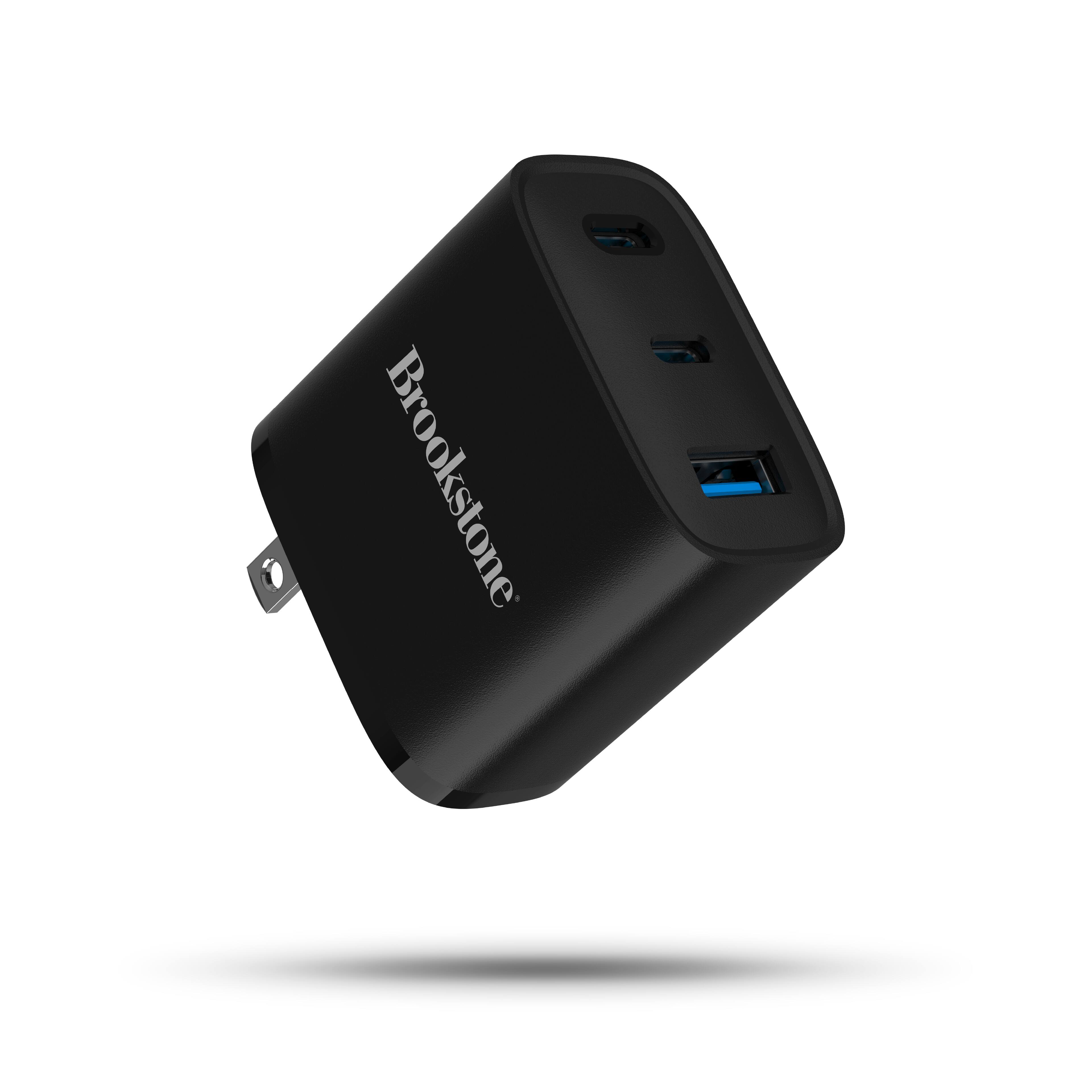 Front. Brookstone - Brookstone 40W Power Delivery 3-Port Ultra Fast Charging Wall Charger (Black) - Black.