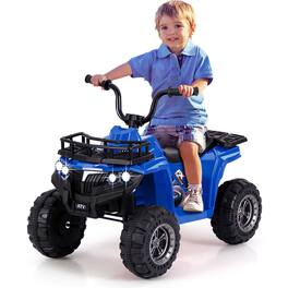 Costway - Kids Ride On Electric ATV 6V 4-Wheeler Quad Car with One-Button Start Tread Tires For Kids Aged Over 3 Years - Navy