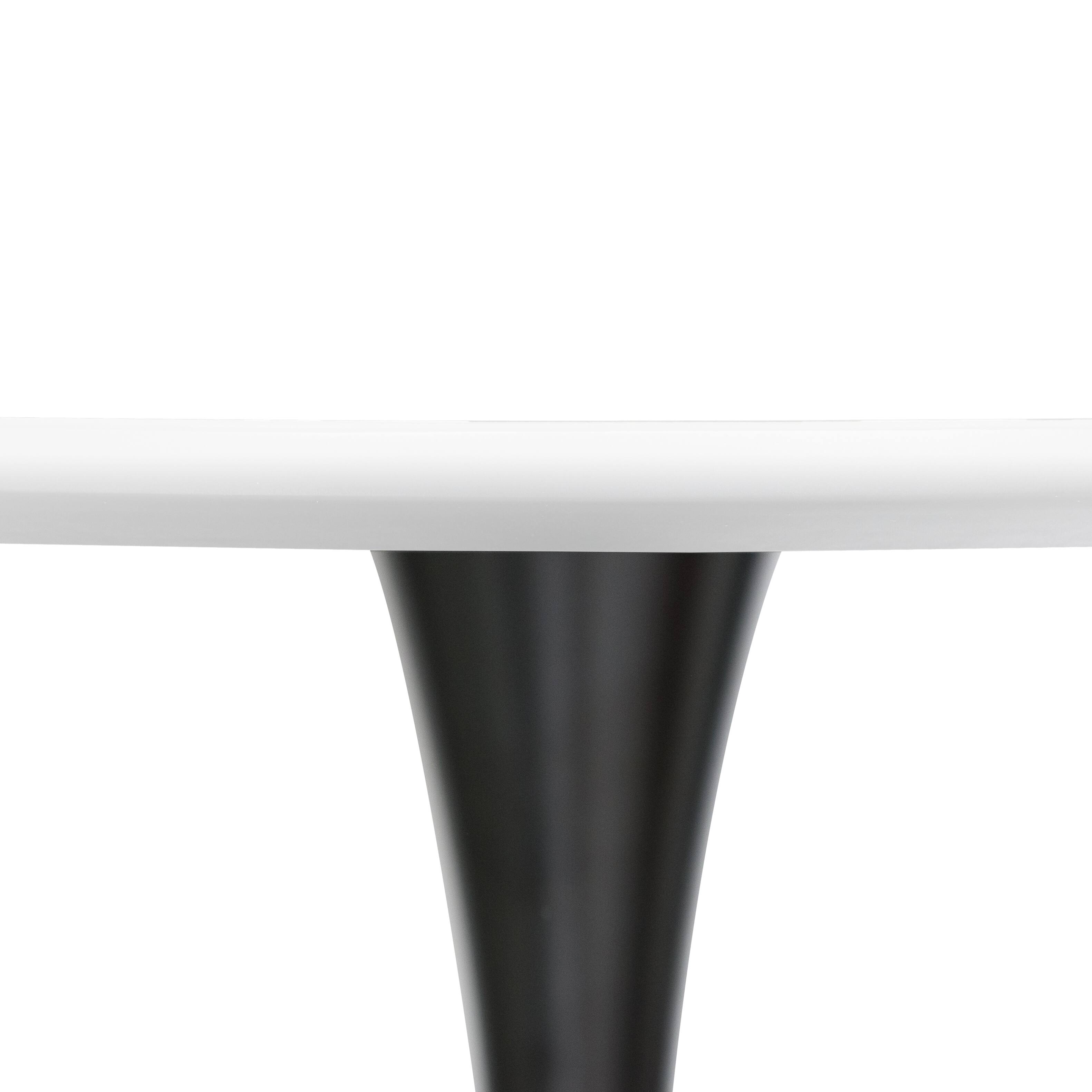Alt View 4. LeisureMod - Bristol 40" Minimalist Round Pedestal Dining Table - Space-Saving Kitchen Table with Powder-Coated Steel Base - MDF - White.