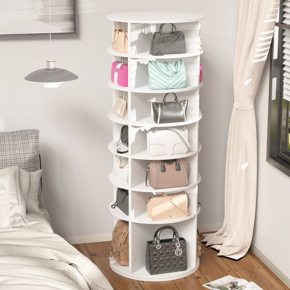 Alt View 2. Loheer - Loheer 7-tier rotating shoe rack, 360 degree revolving shoe organizer, white, shoe rack for 28 pairs - White.