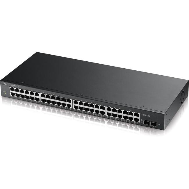 Front. ZYXEL - ZyXEL GS1900-48 L2 Web Managed 48-Port GbE Rackmount Switch with 2 SFP, Total 50-Ports - 48 Ports - Web Managed- 48 x - Black.