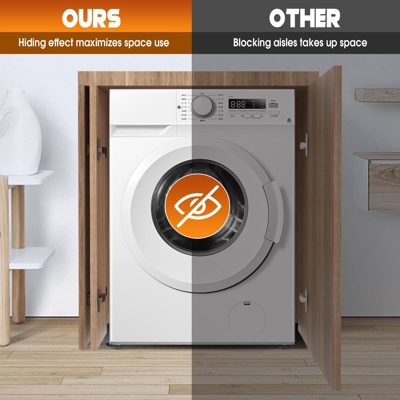 **OURS**  
Hiding effect maximizes space use

**OTHER**  
Blocking aisles takes up space