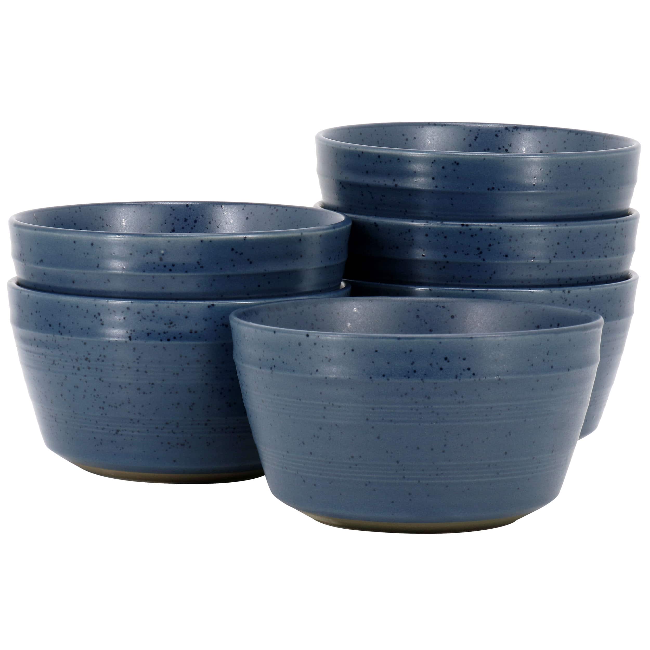 Gibson - Bee and Willow Milbrook 6 Piece 6 Inch Stoneware Cereal Bowl Set Speckle - Blue