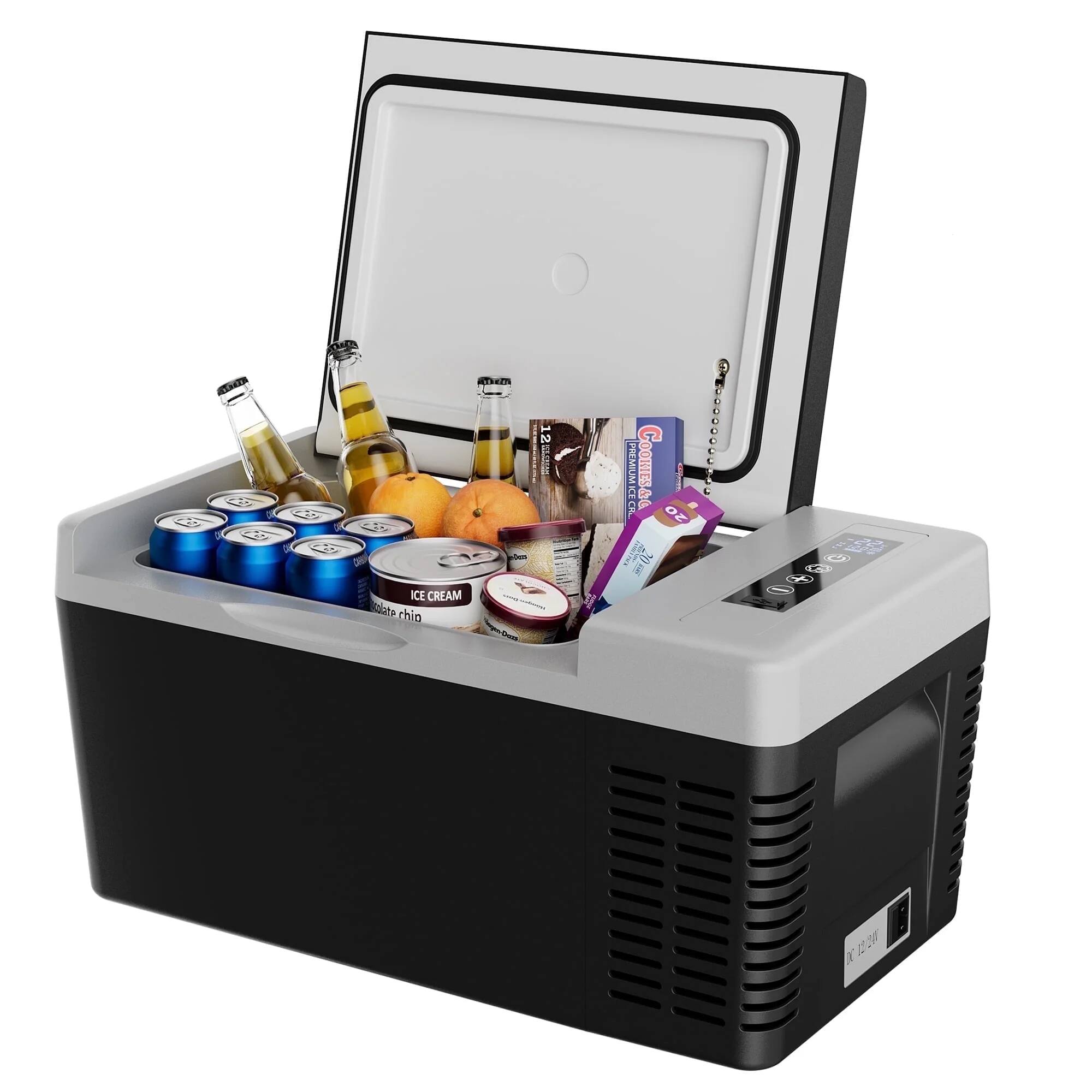 SIMZLIFE - 12 Volt 19QT(18L) Portable Car Refrigerator, -4℉~50℉, 12/24V DC & 110-240V AC, Mini Fridge for RV Camping, Trav - Black