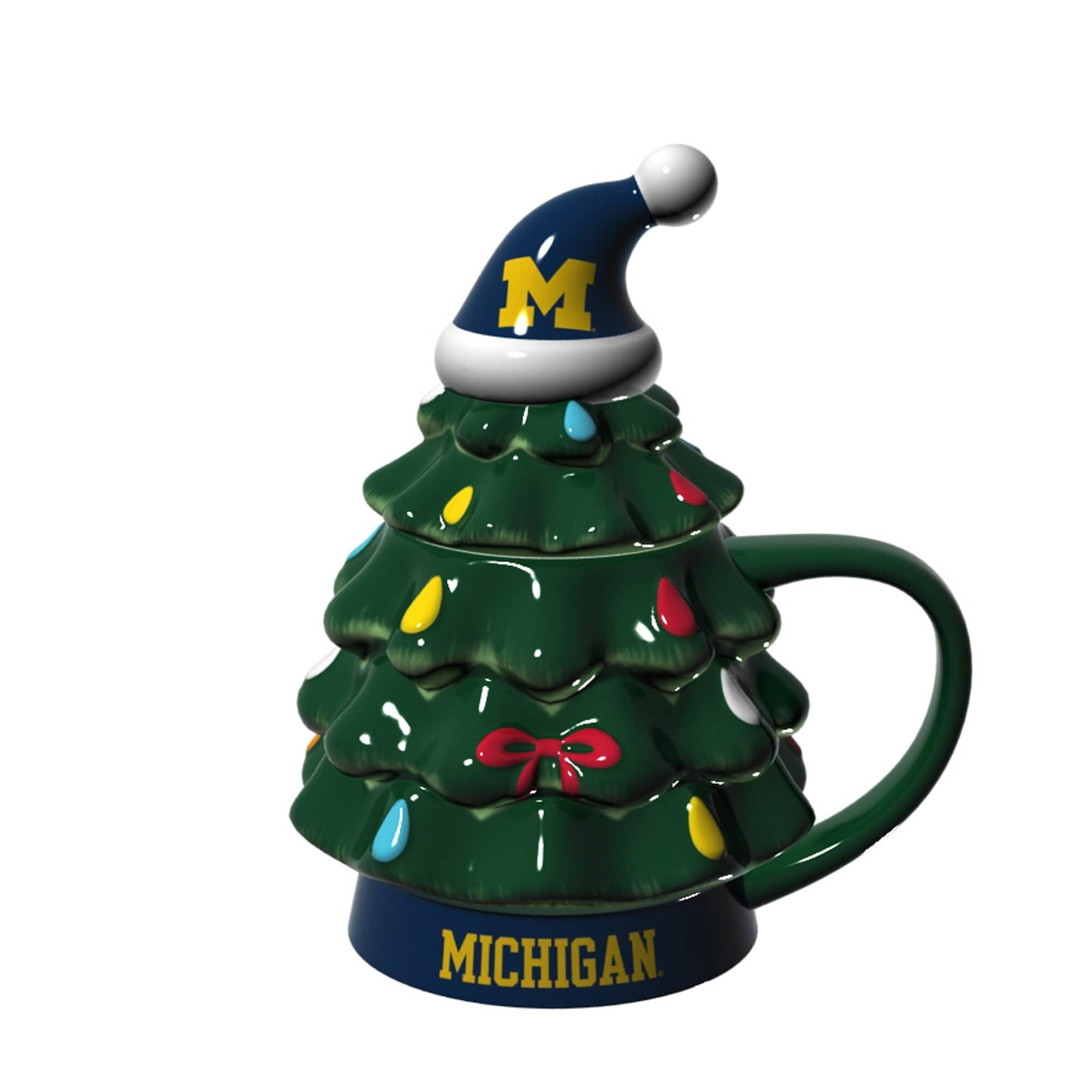 Evergreen Enterprises - Michigan Wolverines 14oz. Christmas Tree Mug With Lid - Green