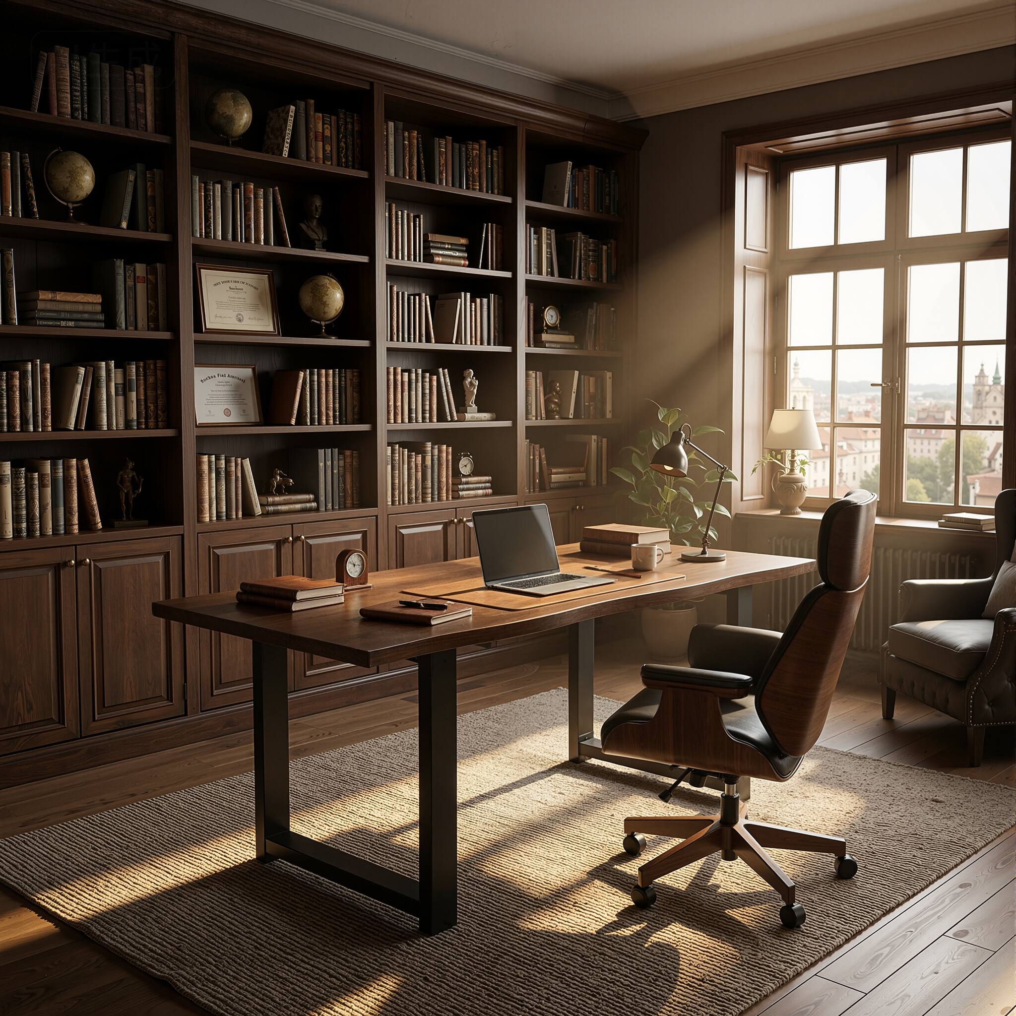 Alt View 6. Famapy - Industrial Solid Wood Desk with Steel Legs – 441LBS Weight Capacity, 63" Workbench for Office, Studio, Workshop - Walnut.
