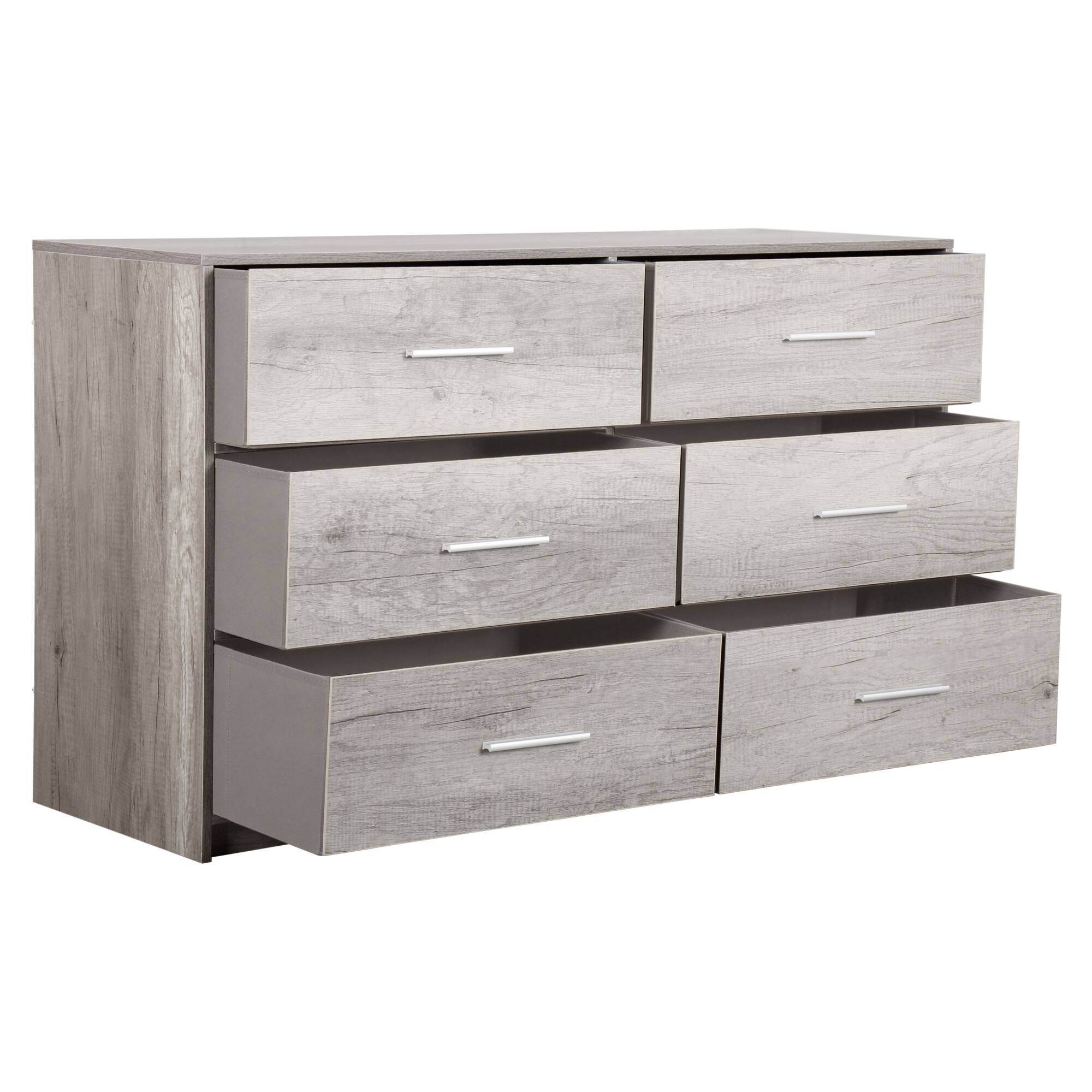 Alt View 2. GOODSILO - Modern 6-Drawer Fabric Dresser with Water-Resistant Wood Top for Bedroom Storage - Grey.