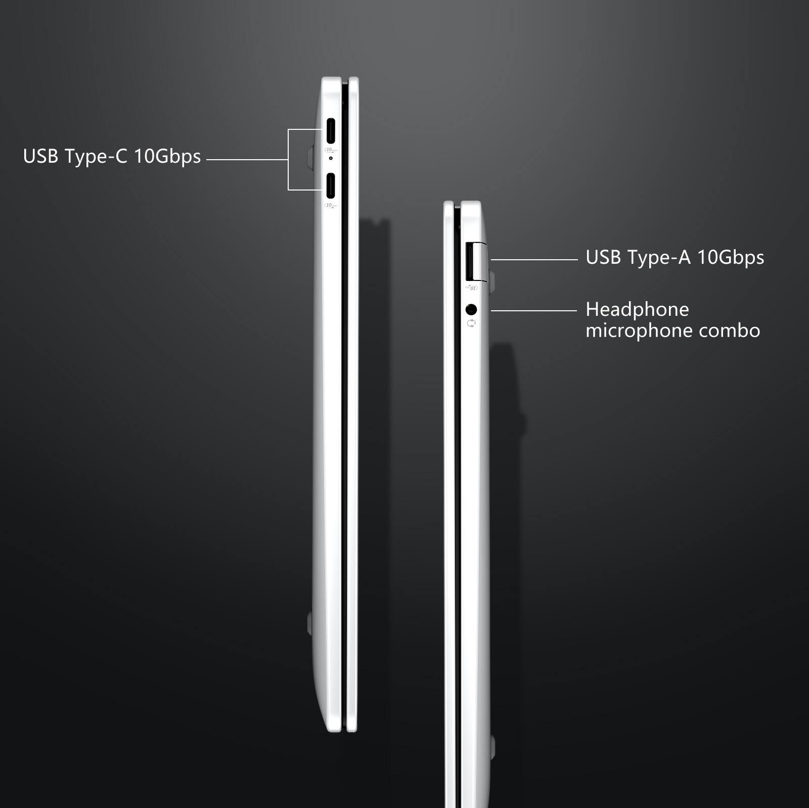 USB Type-C 10Gbps  
USB Type-A 10Gbps  
Headphone microphone combo