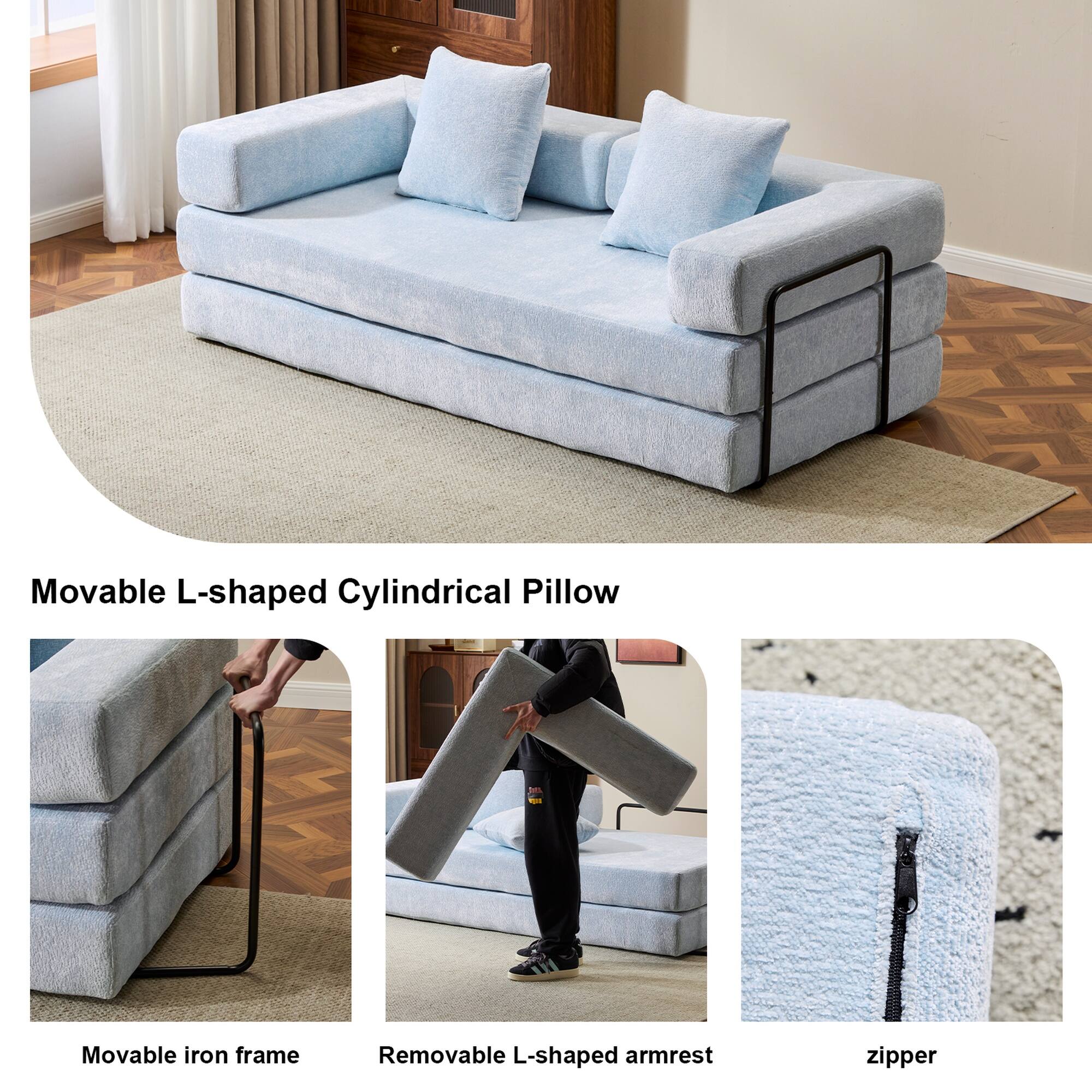 Movable L-shaped Cylindrical Pillow

- Movable iron frame
- Removable L-shaped armrest
- Zipper