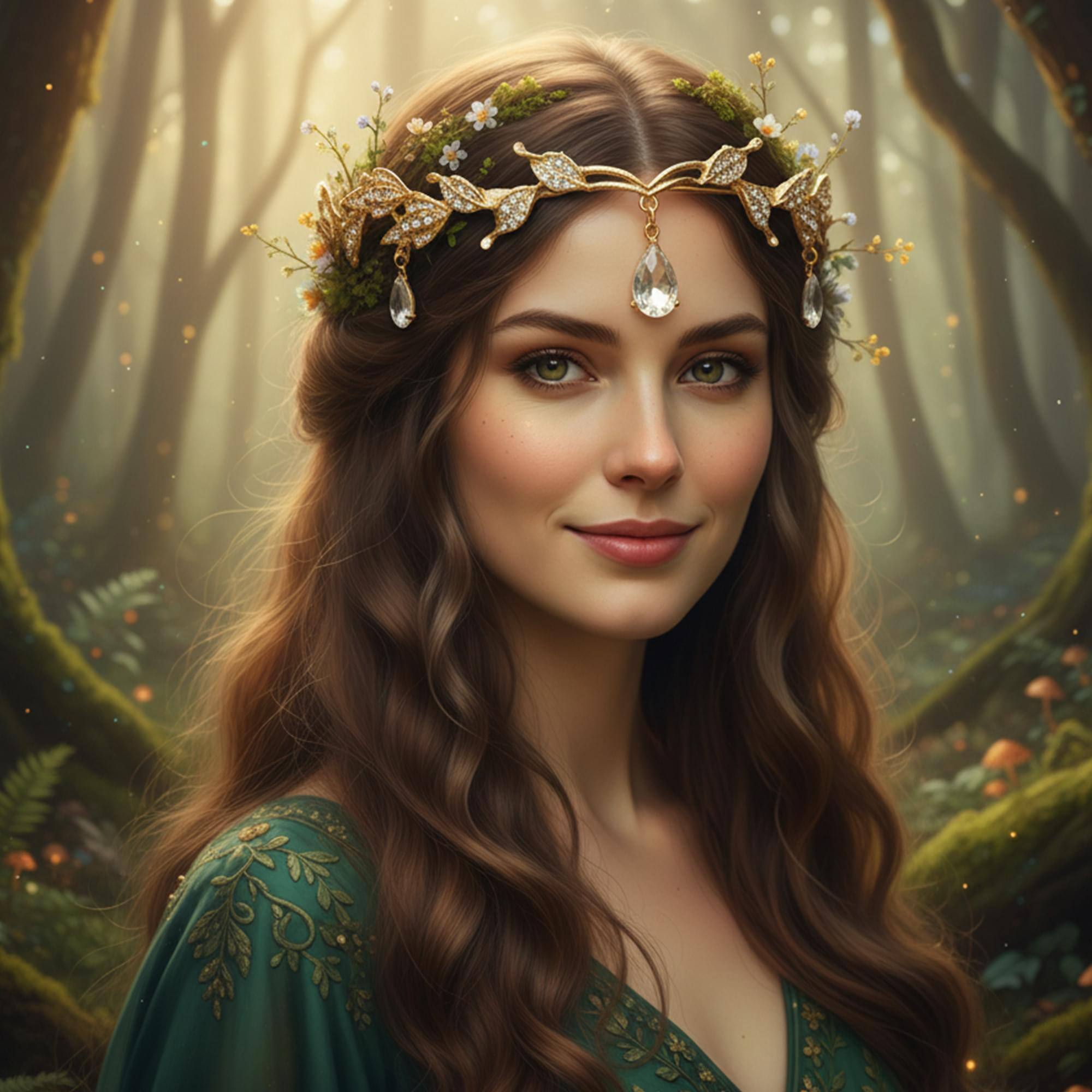 Alt View 2. Underwraps - Leaf Metal Crown With Clear Jewels Adult Costume Accessory - Multi-Colored.