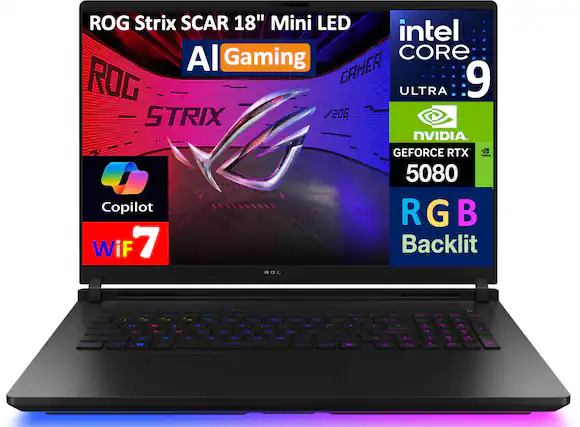 ROG Strix SCAR 18" Mini LED
AI Gaming
intel Core 9 Ultra
NVIDIA GeForce RTX 5080
RGB Backlit
Copilot
Wi-Fi 7
ROG STRIX