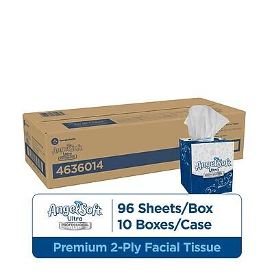 AngelSoft  
Ultra  
4636014  
96 Sheets/Box  
10 Boxes/Case  
Premium 2-Ply Facial Tissue