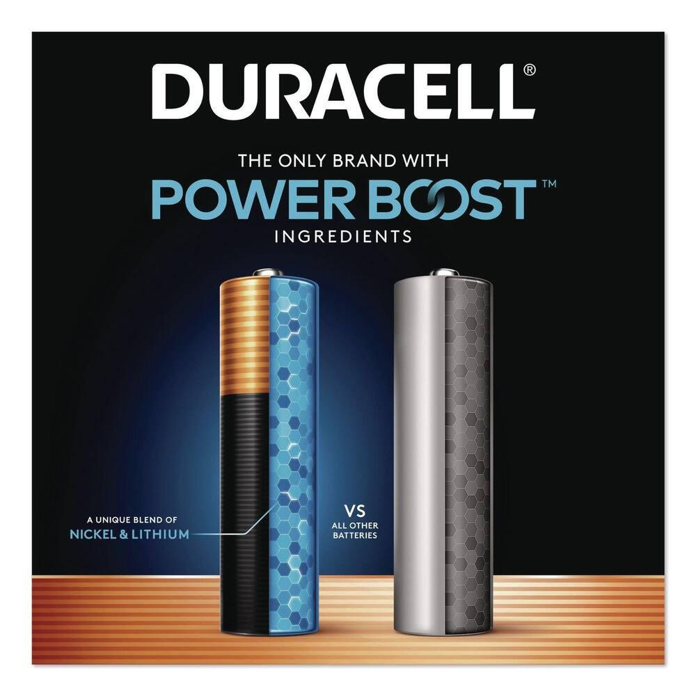 DURACELL®  
THE ONLY BRAND WITH POWER BOOST™ INGREDIENTS  

A UNIQUE BLEND OF NICKEL & LITHIUM  

VS  
ALL OTHER BATTERIES
