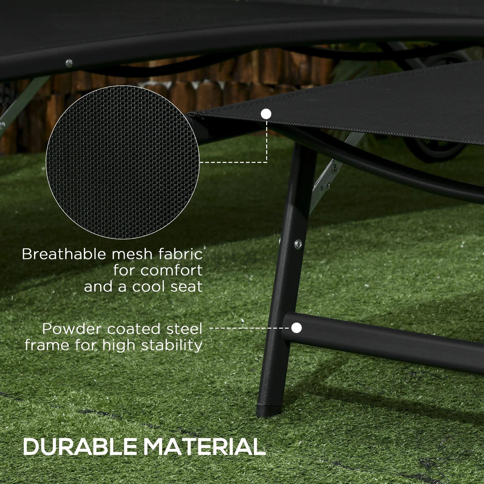 Breathable mesh fabric for comfort and a cool seat, Powder coated steel frame for high stability, DURABLE MATERIAL