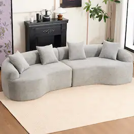 Anysun - 110" Orange Curved Chenille Sectional Sofa - High-Density Sponge, Modular Sleeper Couch for Apartment & Living Room. - Dark Gray